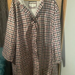 Ava & Viv Burgundy, Navy, Cream Plaid Raincoat